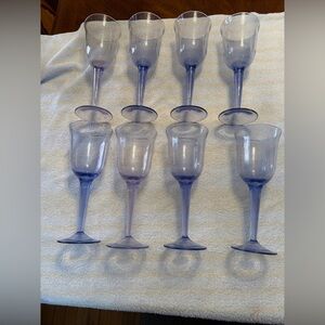 Set Of (8) Blue/purple Plastic Wine Glasses 9” T X 3” W
